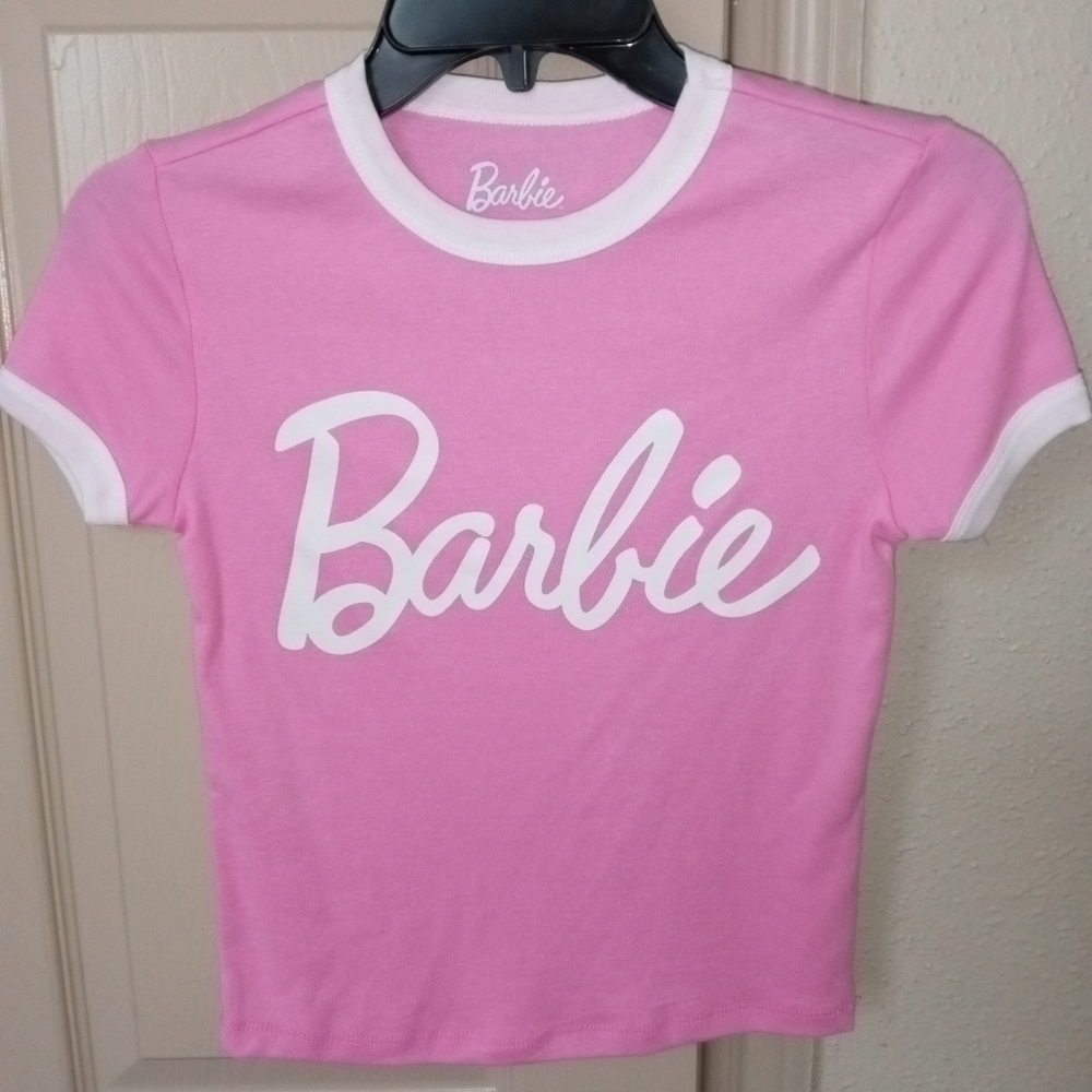 Barbie pink and white t- shirt